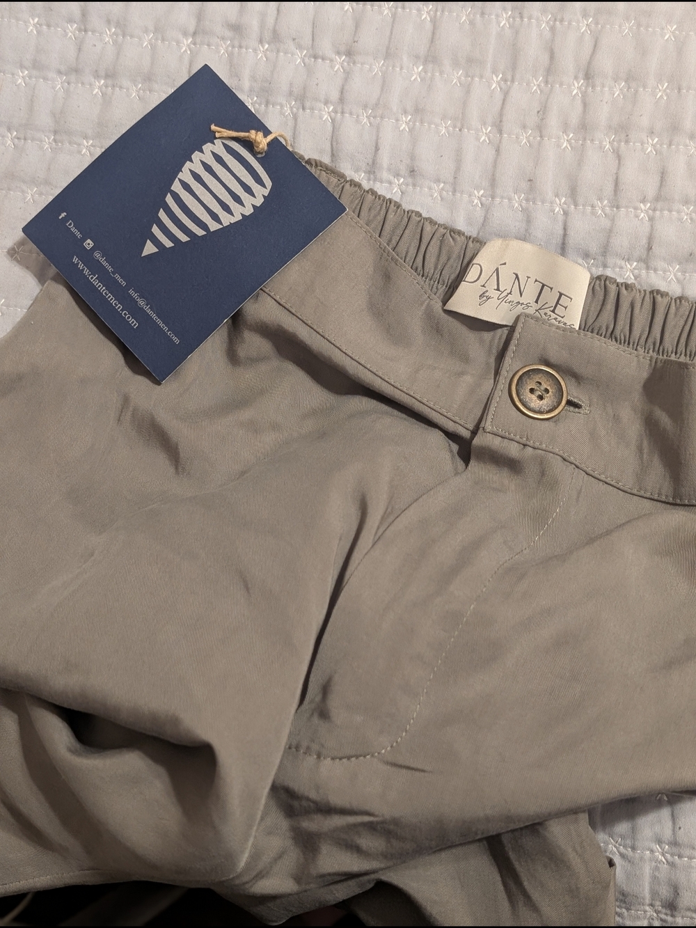 NWT DÁNTE x Yiorgos Karavas M-L Olive Green Khaki Lightweight Trousers